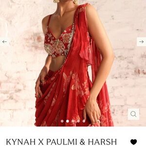 Kynah x Paulmi & Harsh Red Floral Saree